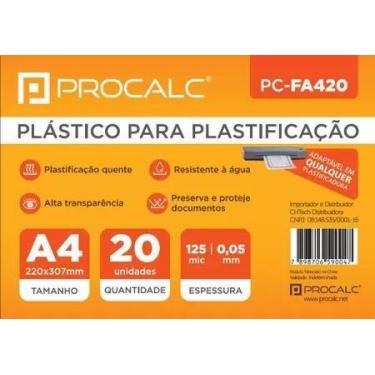 Imagem de Plástico P/ Plastificação - PC-FA420 - 220x307 125m - 20 Un - Procalc