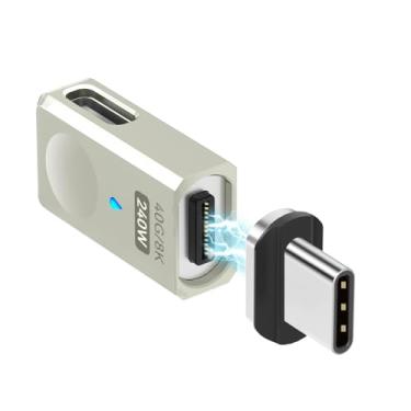 Imagem de SHEEAST Adaptador magnético USB C de 240 W, porta lateral reta, adaptador magnético USB tipo C destacável com USB4 40Gbps 8K 60Hz para iPhone 15 Series, Thunderbolt 3/4, MacBook Pro/Air e mais