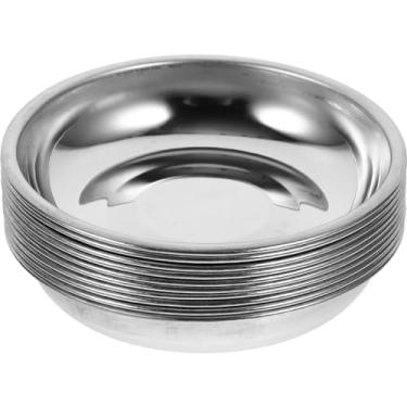 Imagem de 10 Pcs Prato De Aço Inoxidável Prato De Molho Barbecue Pratos De Aperitivo De Aço Inoxidável De Condimento De Aço Prato De Lanche Engrenagem Clipe De Aço Inoxidável Engrossar