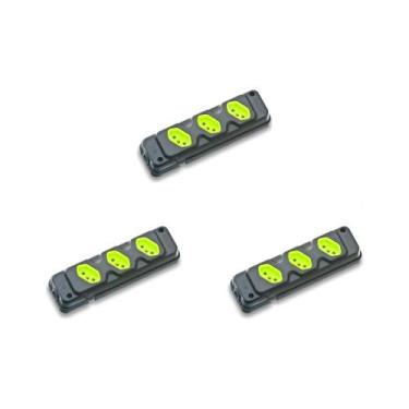 Imagem de Kit C/3 - Tomada Barra Fiolux Tripla 2P 20A Preto