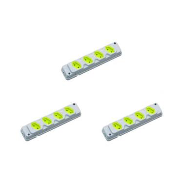 Imagem de Kit C/3 - Tomada Barra Fiolux Quadrupla 2Polos 20A Cinza