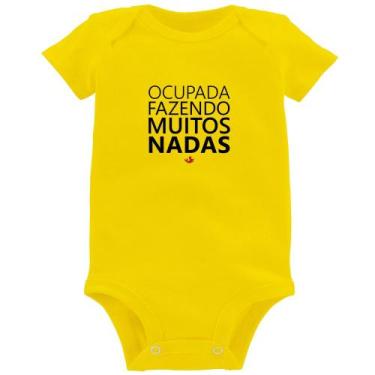 Imagem de Body Bebê Ocupada fazendo muitos nadas - Foca na Moda, Amarelo, P