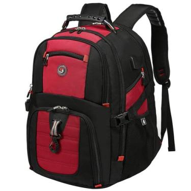 Imagem de Mochila de viagem para laptop SHRRADOO Extra Large 50L vermelha 17 pol