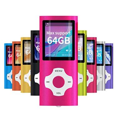 Imagem de Mymahdi Leitor de música portátil MP3, tela LCD de 1,8 polegadas com gravação de vídeo/voz/rádio FM/E-Book/foto Viewer, suporte máximo 64GB rosa