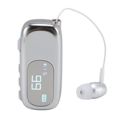 Imagem de Fone de Ouvido Sem Fio Retrátil, Clipe Ergonômico No Fone de Ouvido Bluetooth Com Exibição de Energia Digital LCD, para Negócios de Caminhões de Direção Esportiva (Prata