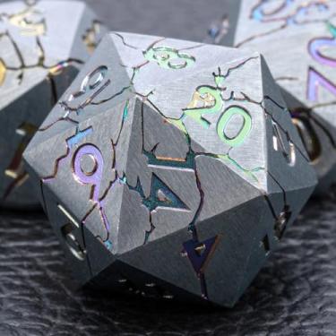 Imagem de Metal DND Dice Set with Sharp Edge for RPG, Polyhedral D&D Dice in Gift Box for Dungeons and Dragons