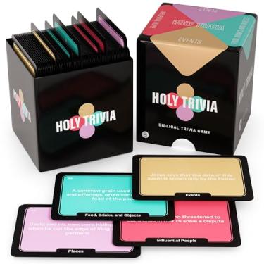 Imagem de Briston Holy Trivia Bible Card Game, Trivia Small Group Bible Study, 225 Adult Bible Trivia Game Cards, Christian Gifts for Women Men & Families, Biblical Knowledge Trivia Cards, Bible Quiz Game Card
