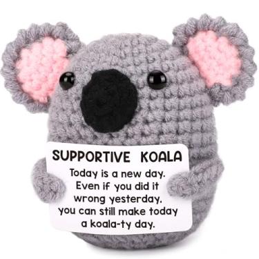 Imagem de Mini Positive Crochet Animals Koala Easter Basket Stuffers, Inspirational Gifts for Women Coworkers, Emotional Support Handmade Decor, Funny Birthday Gifts for Friend Sister, Easter Egg Fillers