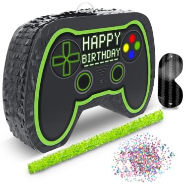 Imagem de Controle de videogame Pinata (bastão pequeno incluído) 44,45 cm x 27,94 cm x 12,7 cm perfeito para festas de aniversário, decoração de festas, festas temáticas de jogos e outras decorações - Obtenha uma pinata