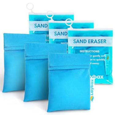 Imagem de Laybax Sand Eraser 3-Pack- Refillable Sand Remover for Beach with Elastic Hand Strap for Families on Vacation, Large Size with Sliding Top Resealable Bag & Zipper Pouch, Only 3 Ingredients