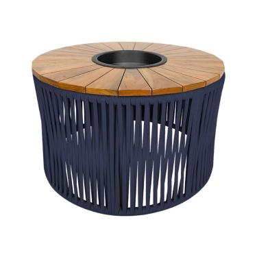 Imagem de Mesa De Centro Berlim Com Champanheira Alumínio Corda Náutica Azul Marinho - Azul