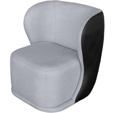 Imagem de Poltrona Para Sala E Escritório Base Giratória Corven Corino Preto/linho Cinza