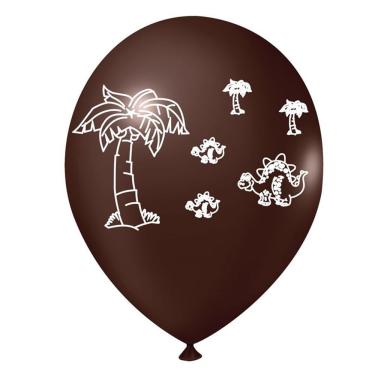 Imagem de Balão Dinossauro Marrom E Branco - 9 Polegadas - 25 Unidades