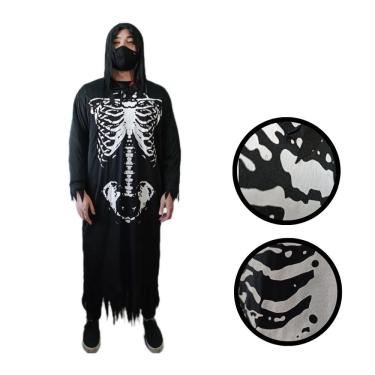 Imagem de Fantasia Halloween Senhor Sinistro Esqueleto Com Capuz