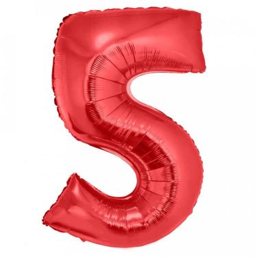 Imagem de Balão Metalizado Vermelho Número 5 - 1 Metro