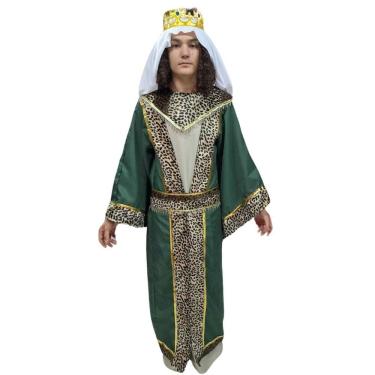 Imagem de Fantasia Adulto Rei Mago Baltazar Luxo Com Acessórios Tamanho U