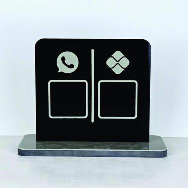Imagem de Placa em acrilico com 2 qr code para pix cor preto e cinza - CRIATIVA 