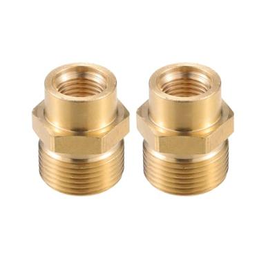 Imagem de VekAuto Conector de lavadora de pressão, G1/4 polegadas a 15 mm M22x1,5 adaptador macho e fêmea conector de mangueira de parafuso de latão universal para lavadora de pressão latão tom cobre acessórios