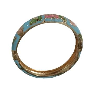 Imagem de Only My Live Home Pulseira clássica de flores esmaltadas Cloisonne para presentes femininos, joias artesanais tradicionais étnicas chinesas, Inner Diameter 2.36 inch wide 0.47 inch about, Porcelana