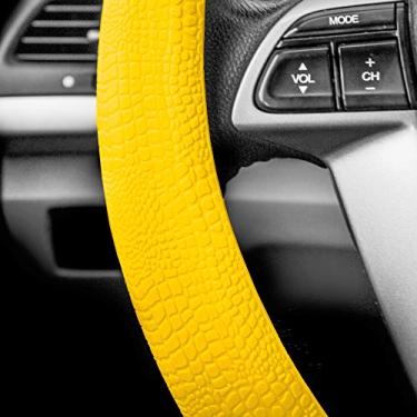 Imagem de FH Group Padrão de cobra de silicone de ajuste universal com aderência massageadora, serve na maioria dos carros, SUVs, caminhões e vans amarelo