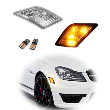 Imagem de Lâmpadas laterais de para-lama transparente sem erro de CAN-bus GTINTHBOX com luzes de LED âmbar puro para Mercedes Benz W204 C250 C300 C350 e 2008-2013 C63 AMG