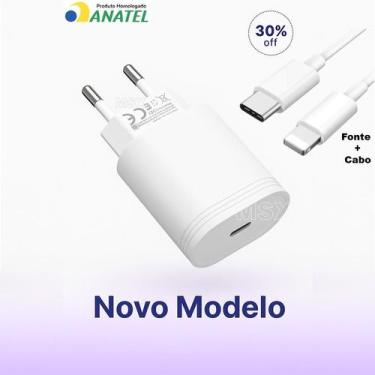 Imagem de Carregador De Parede Turbo 20w + Cabo Lightning Tipo C Cor Branco Comp