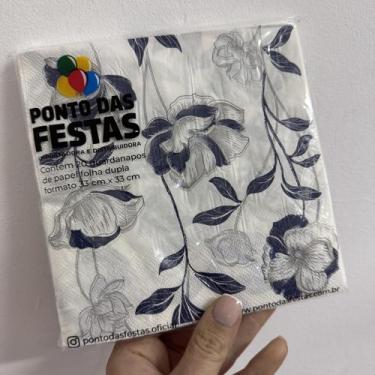 Imagem de Guardanapo de Papel Folha Dupla Floral Azul 33x33 cm - Ponto das Festa