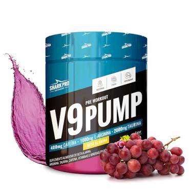 Imagem de Shark Pro V9 Pump Pré-Treino Sabor Uva - 400mg de Cafeína - Suplemento Alimentar de Beta Alanina, Arginina, Taurina e Cafeína - 300g