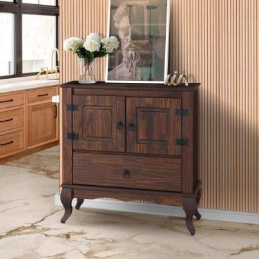 Imagem de Balcão 02 Portas Madeira Maciça Rústico Marrom Jm Móveis