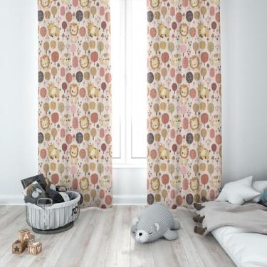 Imagem de Cortina Tecido Oxford Quarto Infantil Selva Leão Girafa Baby - 140x220