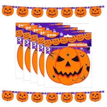 Imagem de Bandeirinhas Halloween Dia das Bruxas Enfeite de Pendurar com Abóboras