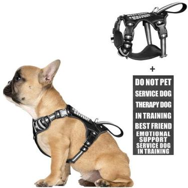Imagem de Colete Service Dog WINSEE No Pull Harness com 7 adesivos pretos