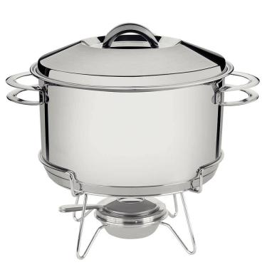 Imagem de Rechaud Tramontina Solar em Aço Inox Fundo Triplo com Fogareiro e Tampa de Inox 6,1 L 65500670