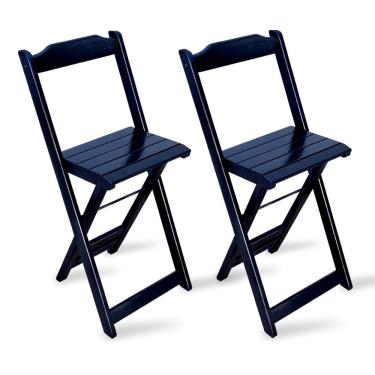 Imagem de Kit 2 Cadeiras Bistrô Dobrável Madeira Preta - Cor: Preto