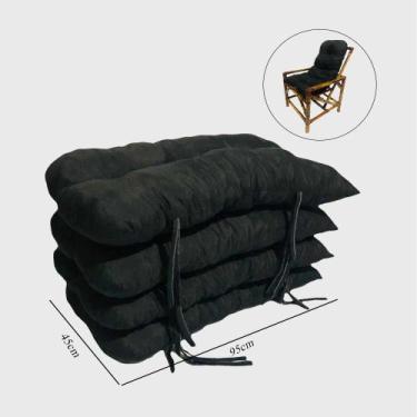 Imagem de 04 Almofadas Estampada P/ Poltronas Sofá Bambu Vime - Compree, Preto L