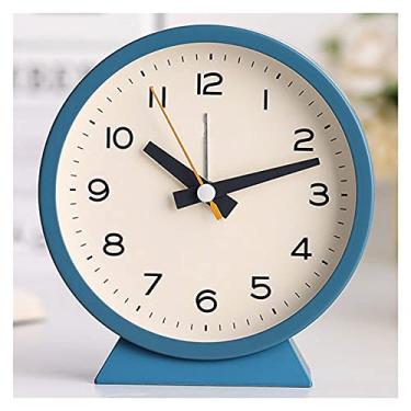 Imagem de P9IDEDFH Relógio de mesa vintage relógio de mesa despertador simples e criativo estilo nórdico mudo com lindo relógio de cabeceira relógio de mesa pequeno relógio de mesa 10 cm relógios de cornija
