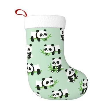 Imagem de Navuxu Urso panda de desenho animado impresso personalizado meia de Natal grande 45 cm enfeites de natal para decorações de festa de Natal decoração de lareira