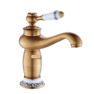 Imagem de ifgswopq Torneira de banheiro torneira de pia de latão bronze antigo misturador de alça única torneira de banheiro quente e fria (cor: estilo bidê) (antigo)