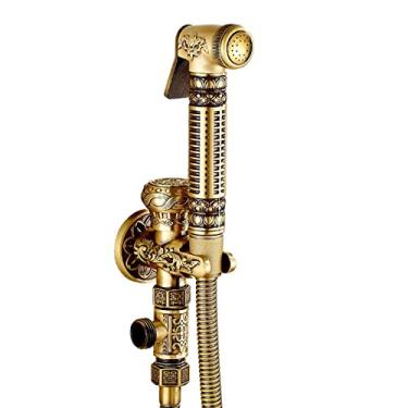 Imagem de ifgswopq Pulverizador de bidê portátil para acessório de spray de vaso sanitário com mangueira Spray de jato de vaso sanitário para bidê Wc Spray de chuveiro latão com mangueira Antique G1 / conjunto