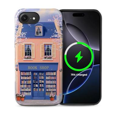 Imagem de Toulas Capa para iPhone 16E, [compatível com MagSafe], capa rígida de camada dupla híbrida resistente a arranhões, charmosa livraria feminina em aquarela