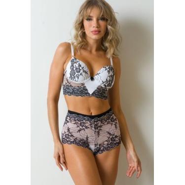 Imagem de Conjunto de Lingerie rendado - Via Sedução, M (42), Branco bicolor
