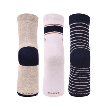 Imagem de Kit com 3 Meias Infantil Menino Lupo Estampadas, Calçados 24 a 29