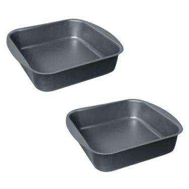 Imagem de Kit 02 Assadeiras Tabuleiro Quadrada Teflon Nº 01 - 2.4L - MARCOLAR