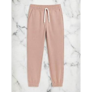 Imagem de Calça de Moletom Masculino Plus Size Jogger Tecido Flanelado com Bolso Rosê-Masculino