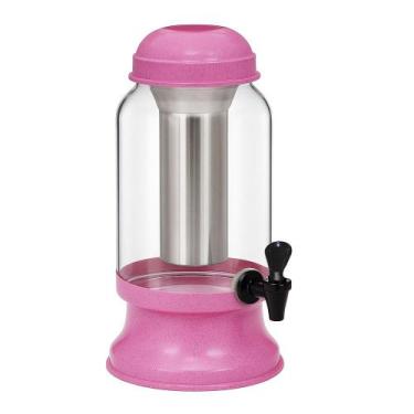 Imagem de Suqueira Barrica Vidro 3,2 Lt Porta Gelo e Copo- Rosa Pig - Gastrobel