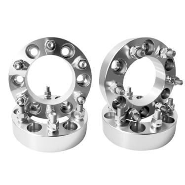 Imagem de MEILUNBS Espaçador de roda de 6 x 5,5, 5 cm, 6 x 139,7 mm, espaçadores de roda forjados M12 x 1,5 e furo de cubo de 106 mm com porcas de roda - compatível com 1995-2023 Tacoma, 4Runner, Sequoia, prata