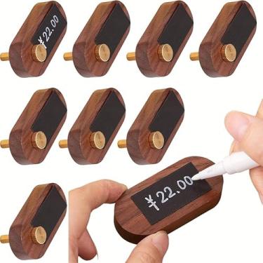 Imagem de 10 peças de suportes de etiqueta de preço para exibição de varejo, mini placas de quadro-negro com 10 peças de papel de etiqueta de preço e 1 caneta, expositores de preços de mercadorias de mesa de
