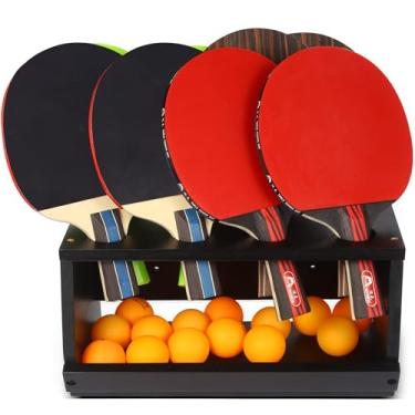 Imagem de Suporte de parede e mesa 2 em 1, organizador de raquete de tênis de mesa comporta 8 raquetes, rack de armazenamento de raquete de pingue-pongue na sala de jogos, caverna masculina, escritório, casa