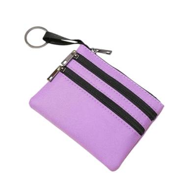 Imagem de Bolsa pequena para moedas com zíper, porta-moedas, porta-moedas, carteira portátil para mulheres, identidade de cartão de crédito e batom, Roxa