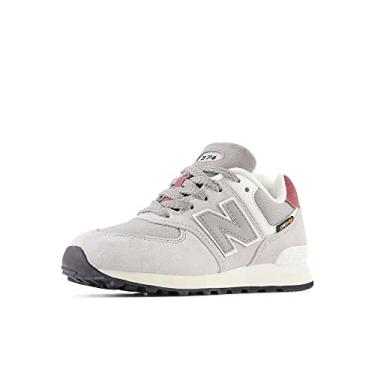 Imagem de New Balance Tênis infantil unissex 574 V1 Konkrete Jungle com cadarço, Sapato Infantil, Calçados, RaincloudShadow Grey, 6 Wide Big Kid